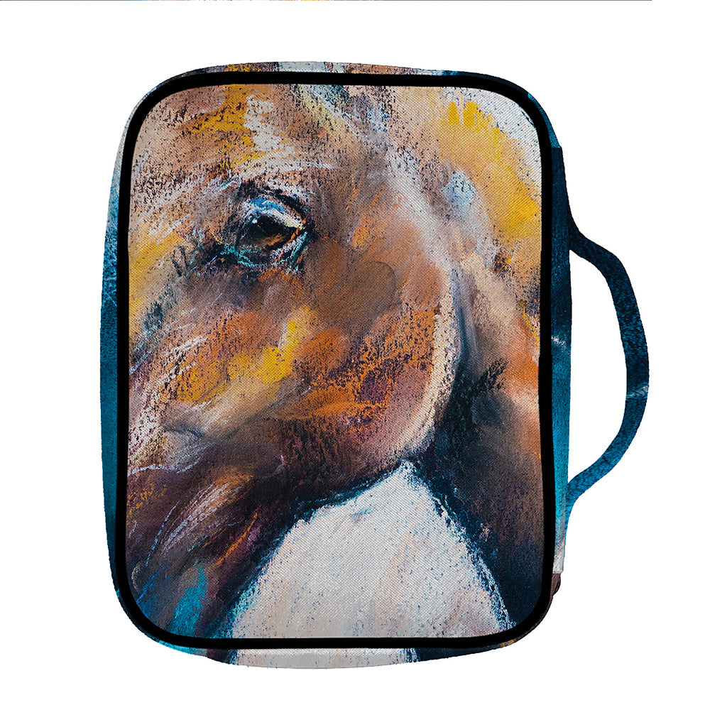 Dark Blue Horse Painting Print Front Pocket Bible Bag