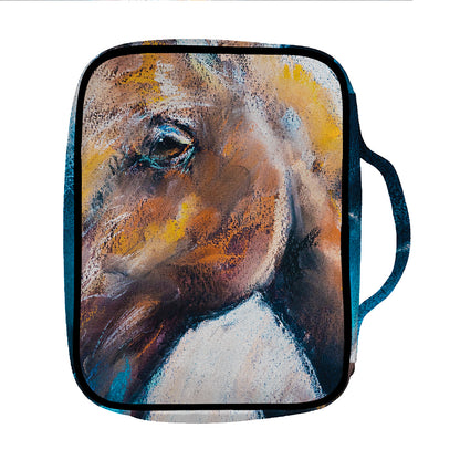 Dark Blue Horse Painting Print Front Pocket Bible Bag
