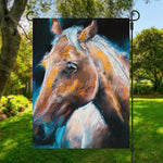 Dark Blue Horse Painting Print Garden Flag