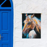Dark Blue Horse Painting Print Garden Flag
