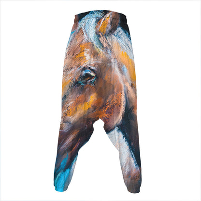 Dark Blue Horse Painting Print Hammer Pants