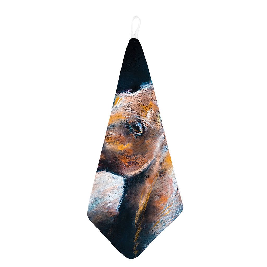 Dark Blue Horse Painting Print Hand Towel