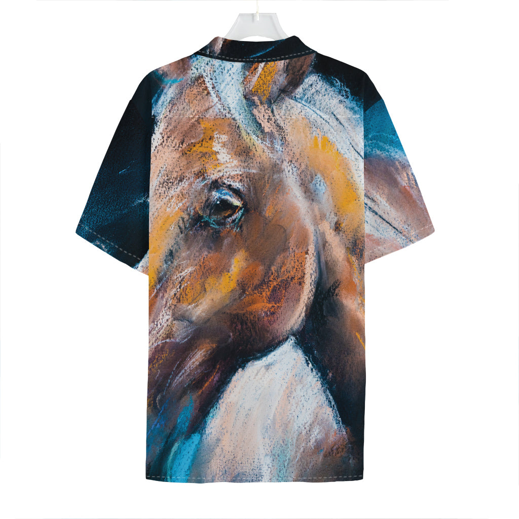 Dark Blue Horse Painting Print Hawaiian Shirt