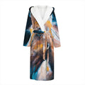 Dark Blue Horse Painting Print Hooded Bathrobe