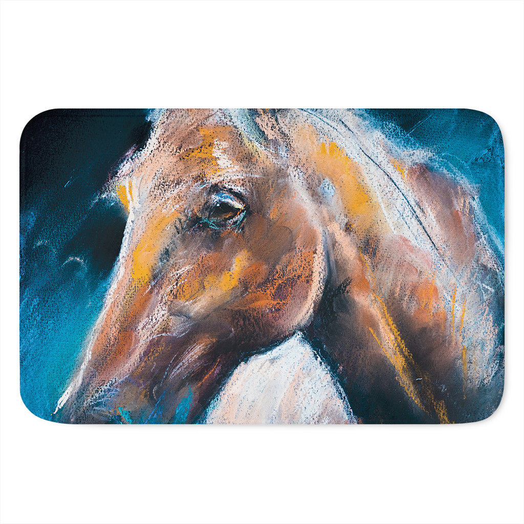 Dark Blue Horse Painting Print Indoor Door Mat