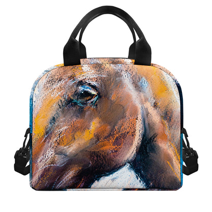 Dark Blue Horse Painting Print Insulated Lunch Bag