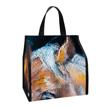 Dark Blue Horse Painting Print Insulated Lunch Tote