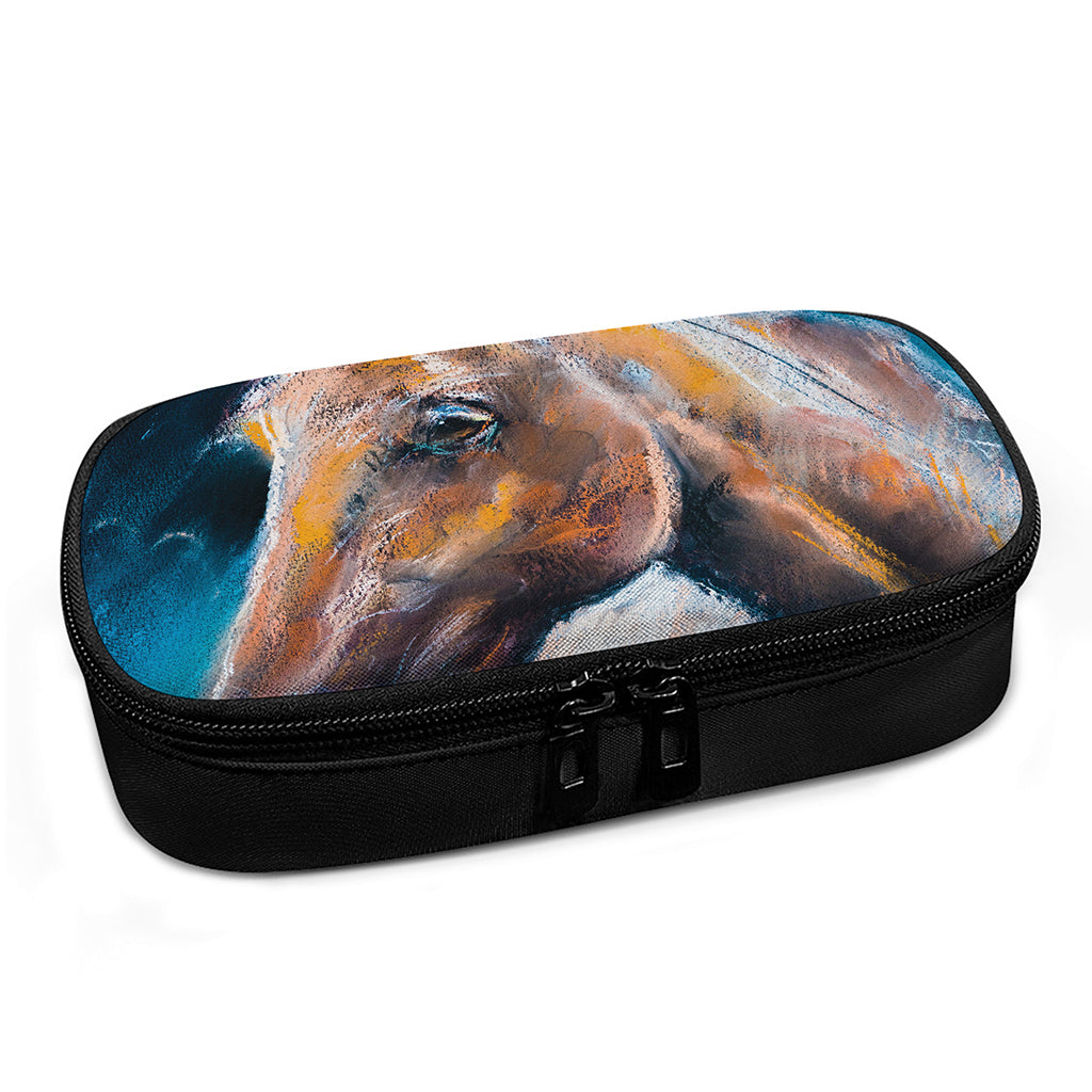 Dark Blue Horse Painting Print Insulin Cooler Travel Case