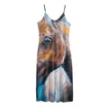 Dark Blue Horse Painting Print Jersey Midi Cami Dress