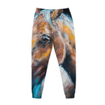 Dark Blue Horse Painting Print Jogger Pants