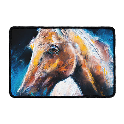 Dark Blue Horse Painting Print Kitchen Mat