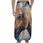 Dark Blue Horse Painting Print Lantern Pants