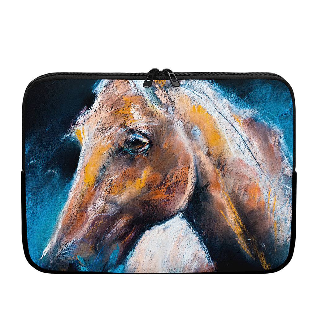 Dark Blue Horse Painting Print Laptop Sleeve