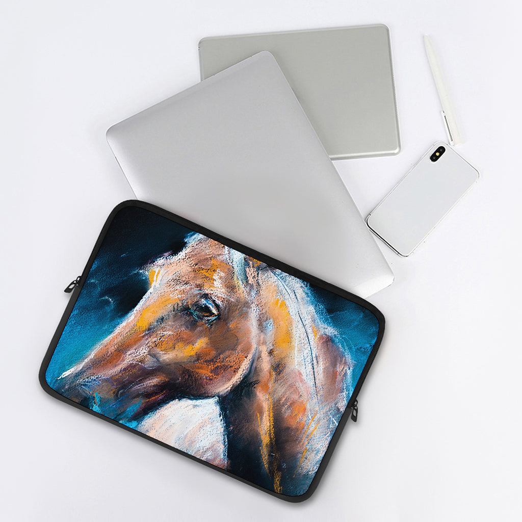 Dark Blue Horse Painting Print Laptop Sleeve