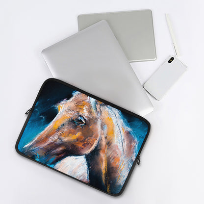 Dark Blue Horse Painting Print Laptop Sleeve