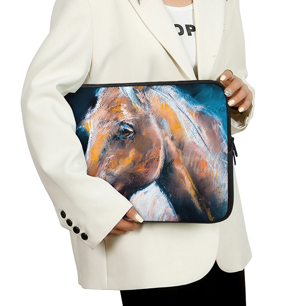 Dark Blue Horse Painting Print Laptop Sleeve