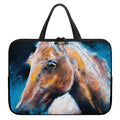 Dark Blue Horse Painting Print Laptop Sleeve With Handle