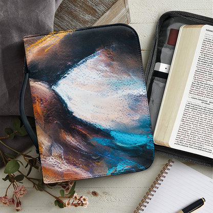 Dark Blue Horse Painting Print Leather Bible Cover