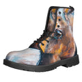 Dark Blue Horse Painting Print Lace-Up Boots