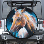 Dark Blue Horse Painting Print Leather Spare Tire Cover