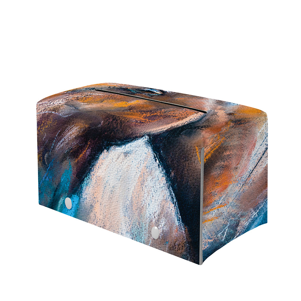 Dark Blue Horse Painting Print Leather Tissue Box Cover