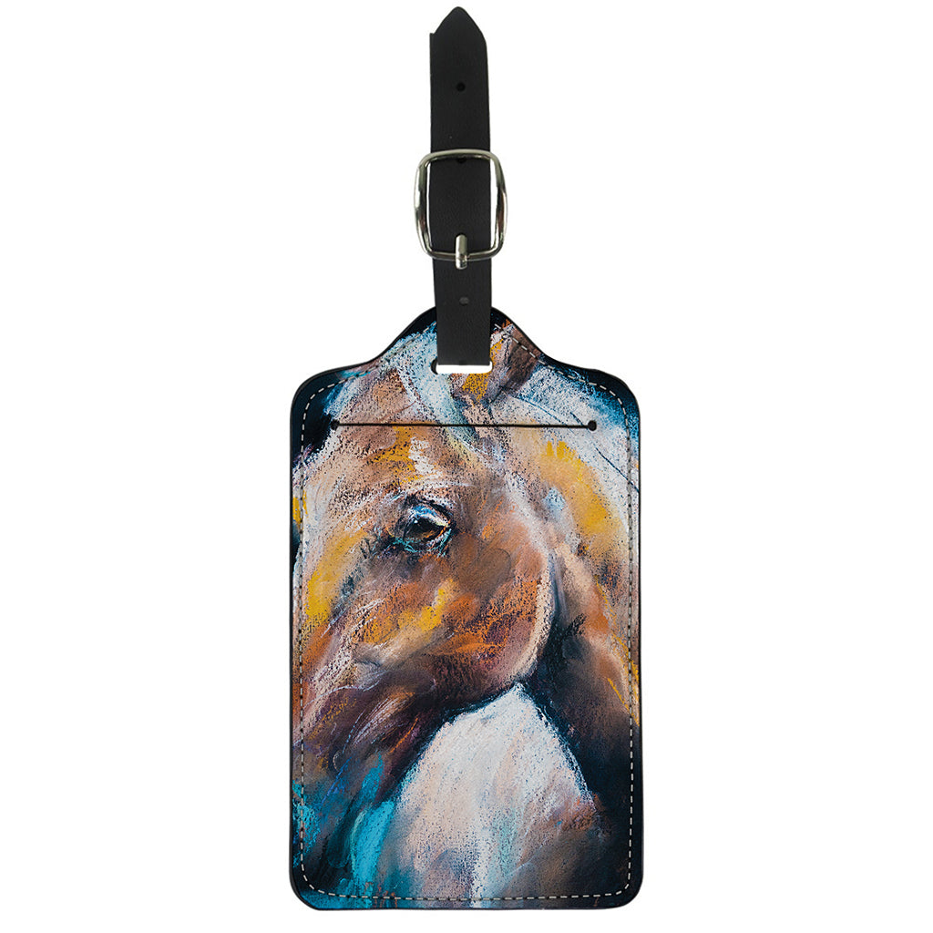 Dark Blue Horse Painting Print Luggage Tag
