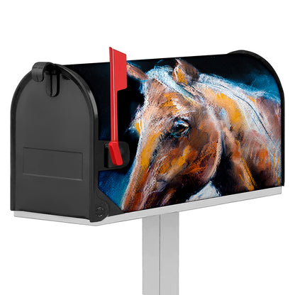 Dark Blue Horse Painting Print Mailbox Cover