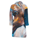 Dark Blue Horse Painting Print Men's Bathrobe