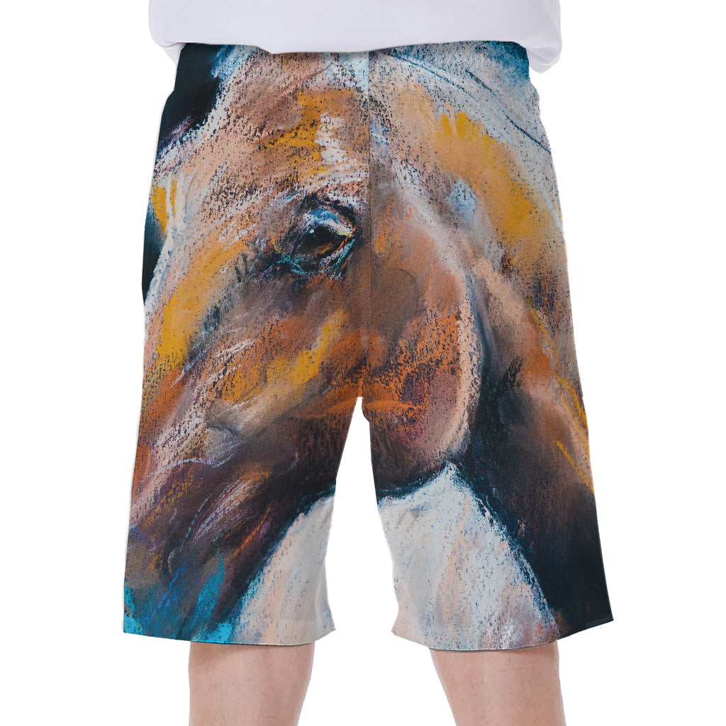 Dark Blue Horse Painting Print Men's Beach Shorts
