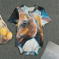 Dark Blue Horse Painting Print Men's Bodysuit