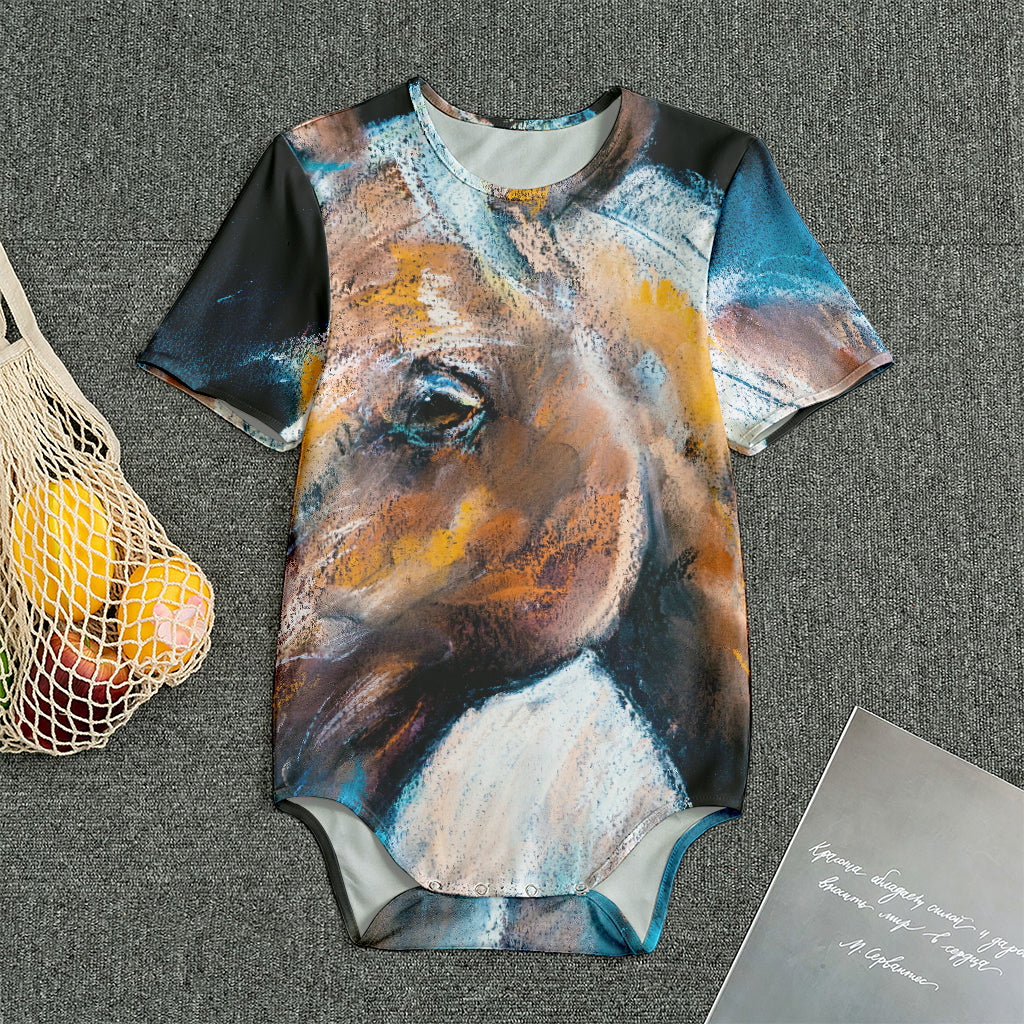 Dark Blue Horse Painting Print Men's Bodysuit