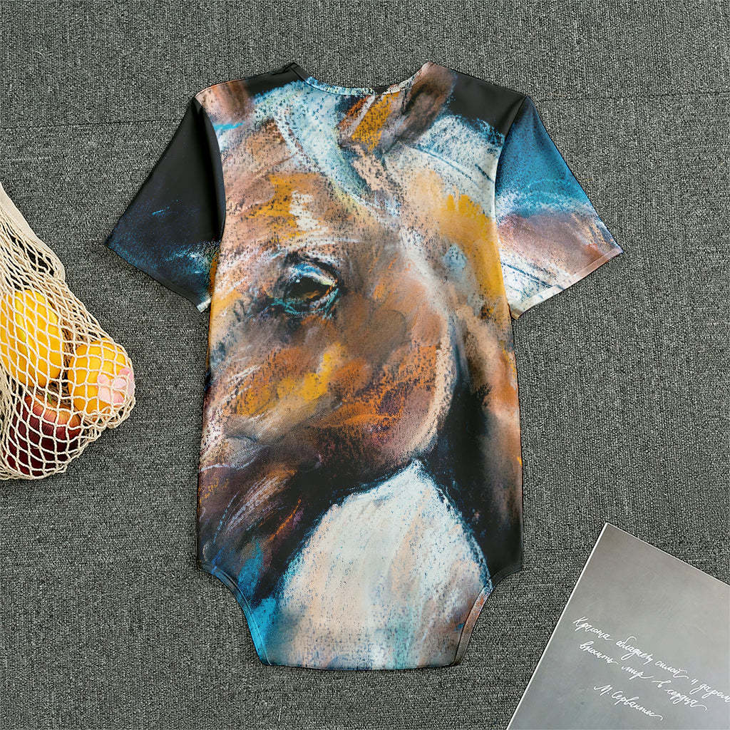Dark Blue Horse Painting Print Men's Bodysuit