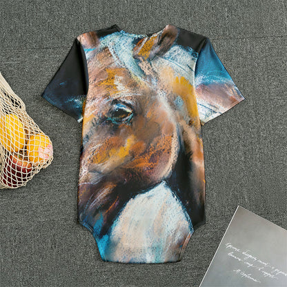 Dark Blue Horse Painting Print Men's Bodysuit