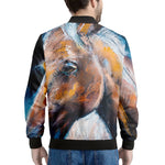 Dark Blue Horse Painting Print Men's Bomber Jacket
