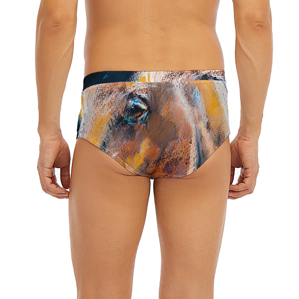 Dark Blue Horse Painting Print Men's Briefs