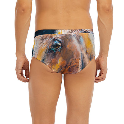 Dark Blue Horse Painting Print Men's Briefs