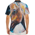 Dark Blue Horse Painting Print Men's Deep V-Neck Shirt