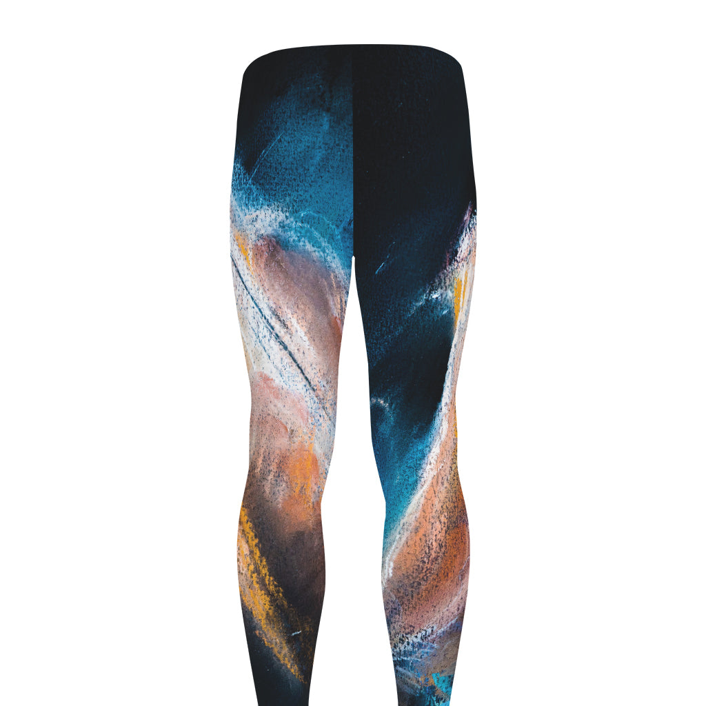 Dark Blue Horse Painting Print Men's leggings