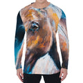 Dark Blue Horse Painting Print Men's Long Sleeve T-Shirt