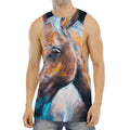 Dark Blue Horse Painting Print Men's Muscle Tank Top