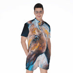 Dark Blue Horse Painting Print Men's Rompers