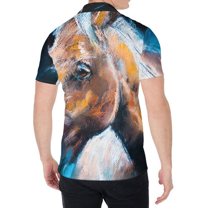 Dark Blue Horse Painting Print Men's Shirt