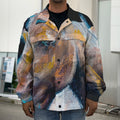 Dark Blue Horse Painting Print Men's Shirt Jacket