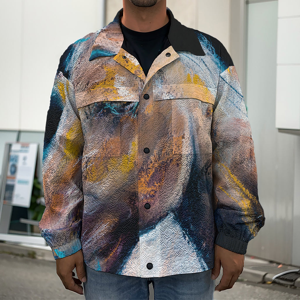 Dark Blue Horse Painting Print Men's Shirt Jacket