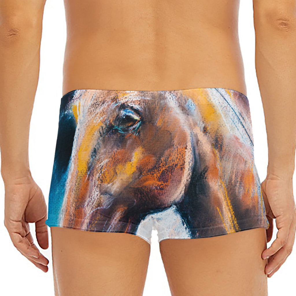 Dark Blue Horse Painting Print Men's Short Boxer Briefs