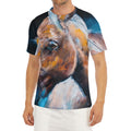 Dark Blue Horse Painting Print Men's Short Sleeve Rash Guard