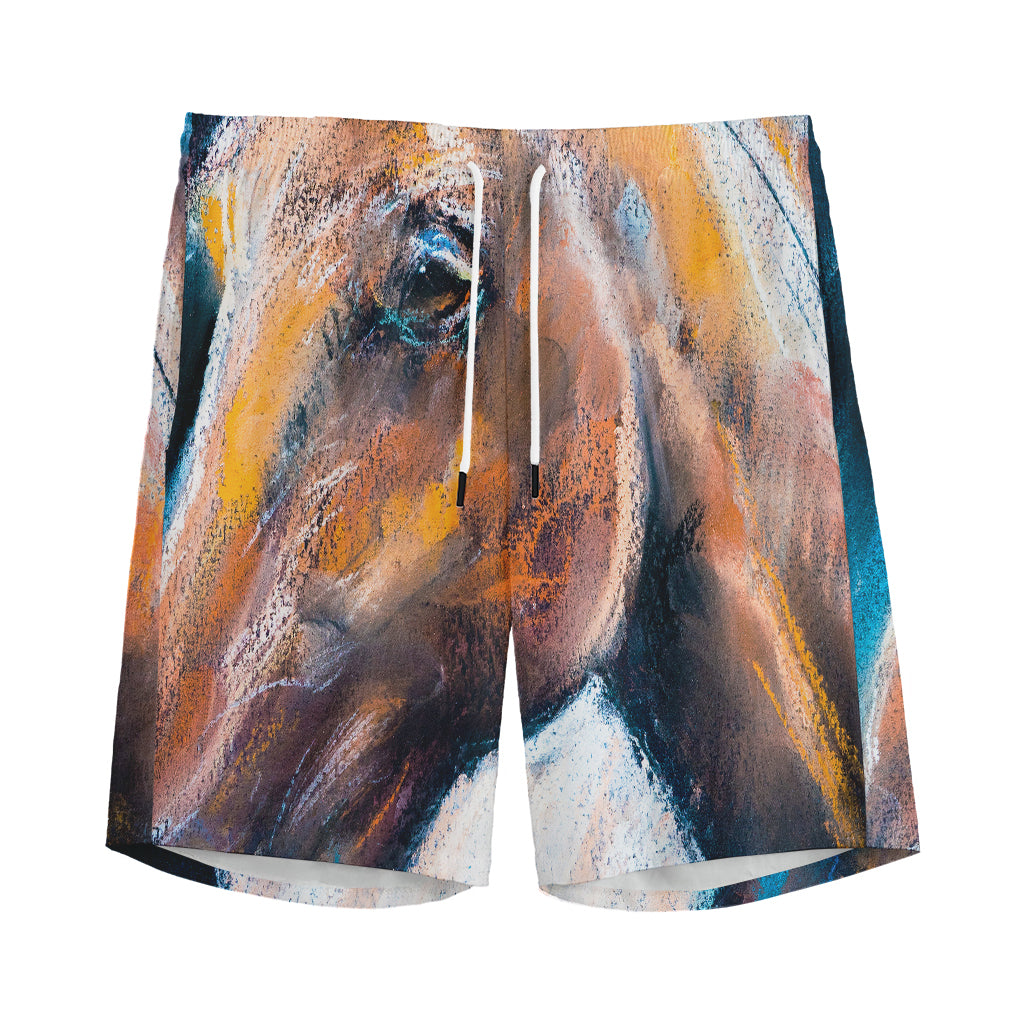 Dark Blue Horse Painting Print Men's Sports Shorts