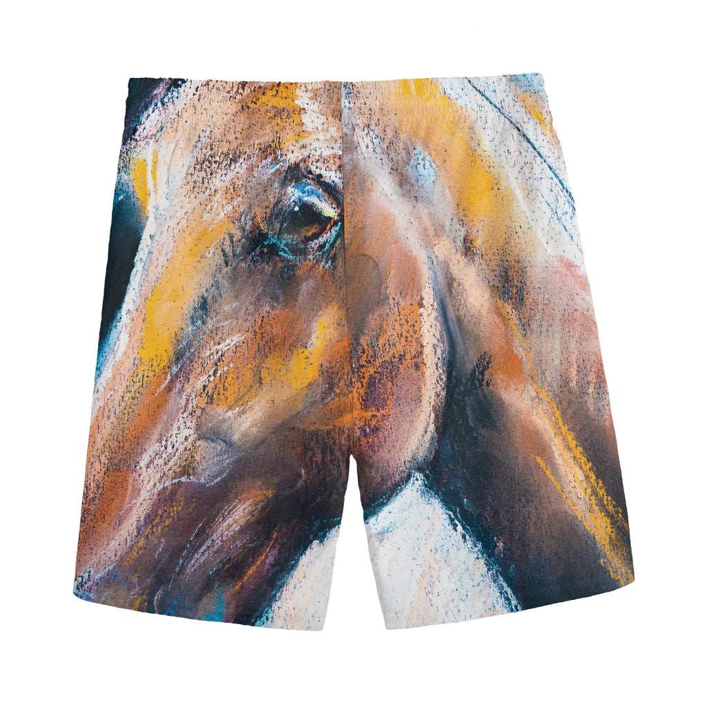 Dark Blue Horse Painting Print Men's Sports Shorts