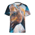 Dark Blue Horse Painting Print Men's Athletic T-Shirt