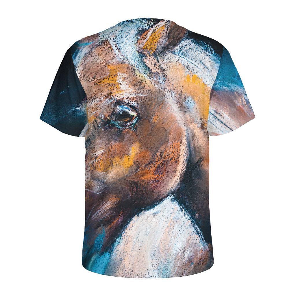 Dark Blue Horse Painting Print Men's Sports T-Shirt